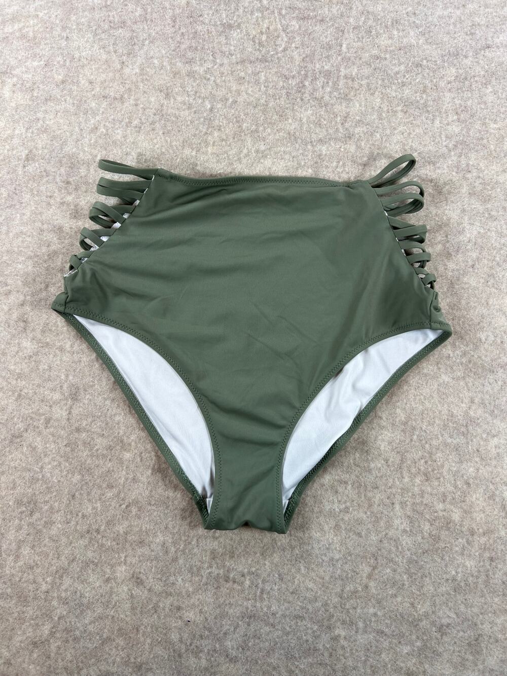 PINK Victoria's Secret High Waisted Side Cutout Green Bikini Bottom Swim Large